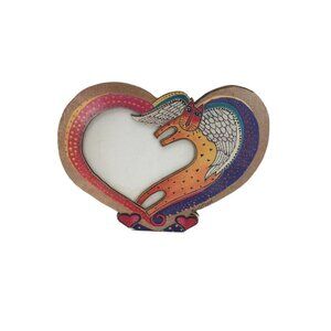 Vintage Laurel Burch Heart-shaped Angel Cat Picture Frame  Tabletop Paper